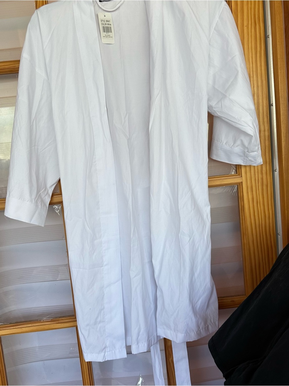 White Women's Cotton Robe - Lightweight Open Front